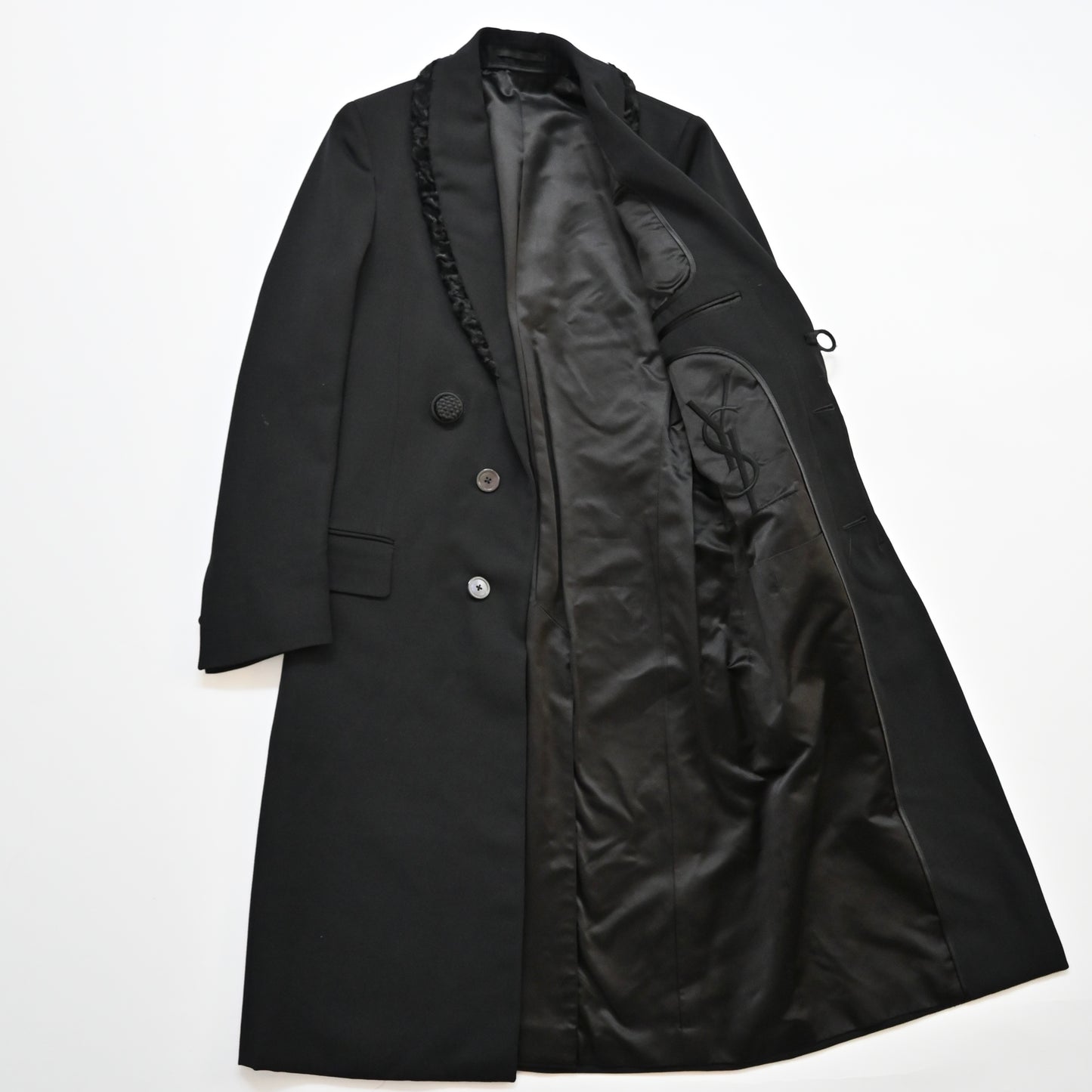 2001aw Yves saint laurent rive gauch fur docking wool coat 44 by Tom ford