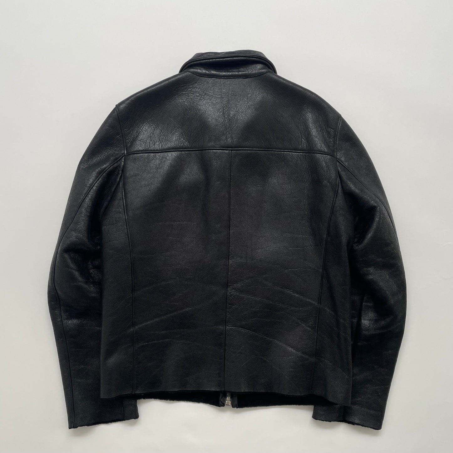 2000s prada leather mouton jacket 50