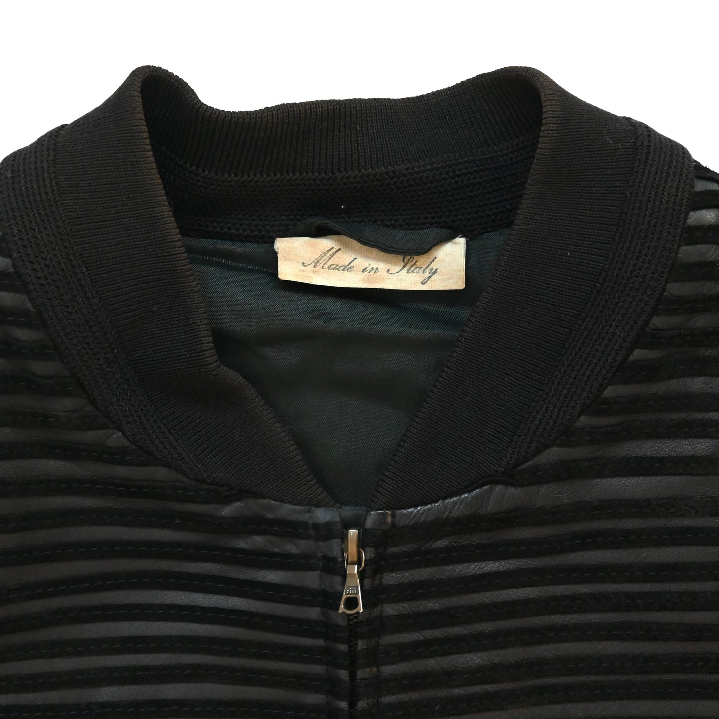 1990s gianfranco ferre stripe piping leather bomber jacket 50
