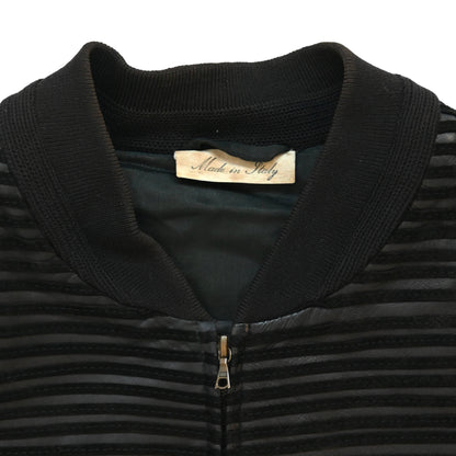 1990s gianfranco ferre stripe piping leather bomber jacket 50