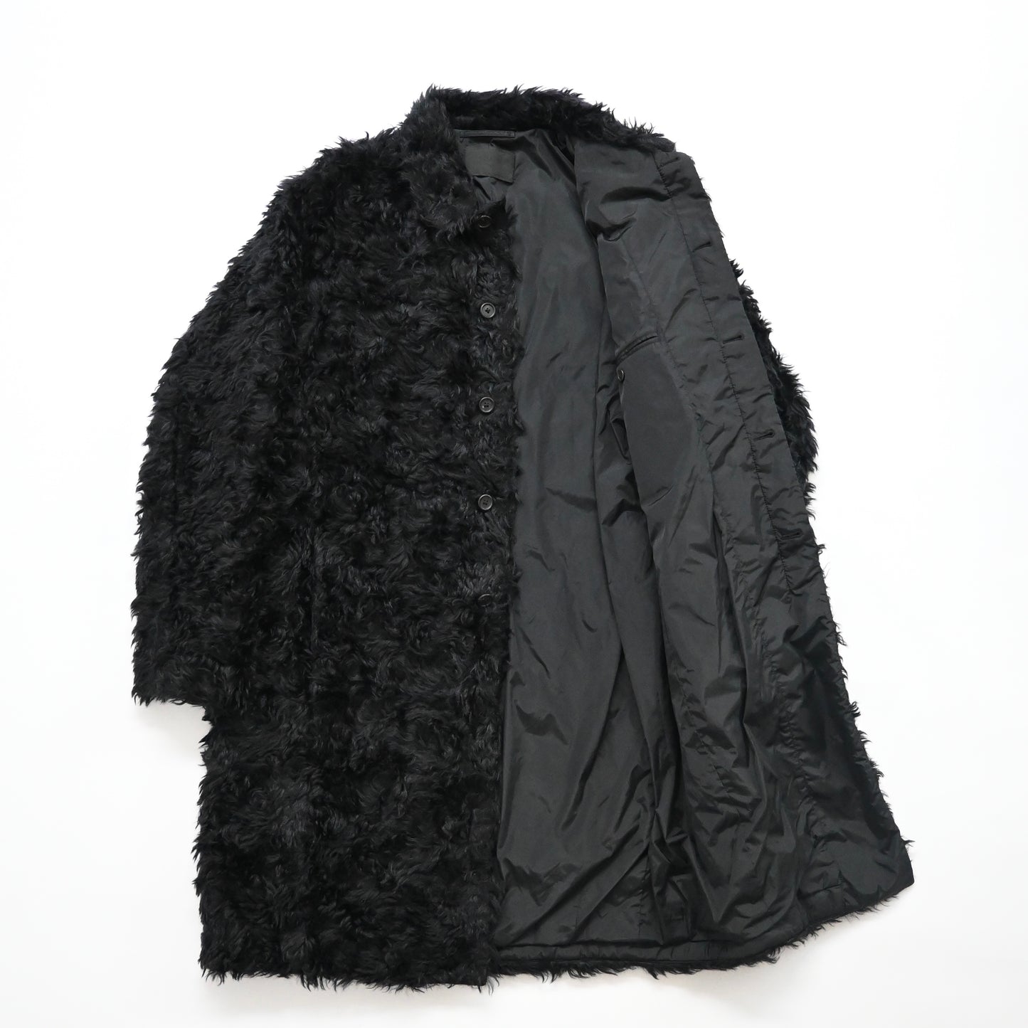 2007aw prada black fake fur coat 52