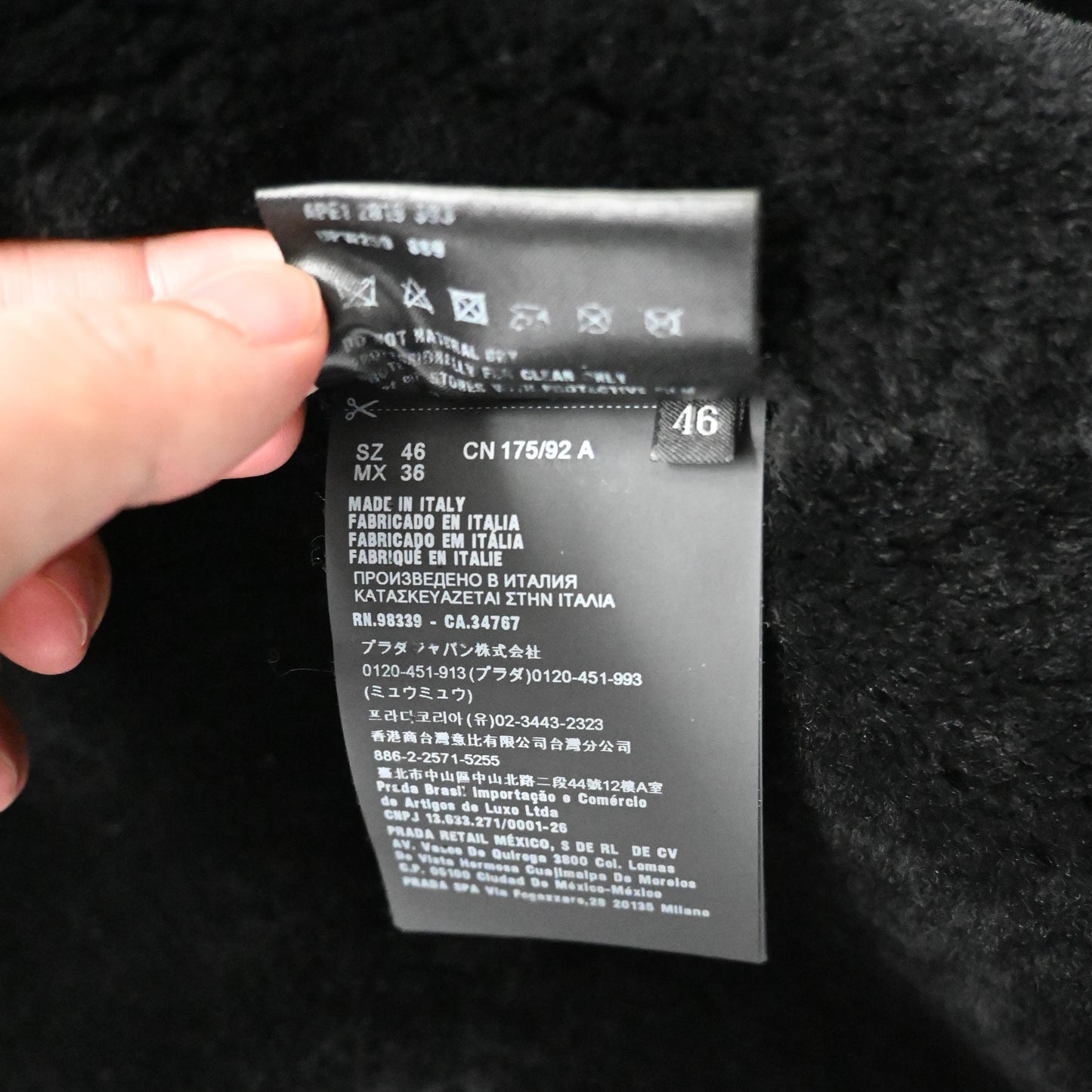 2019aw prada fur docking leather mouton jacket 46