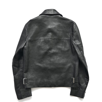 2016ss acne studios calfskin black leather jacket 48