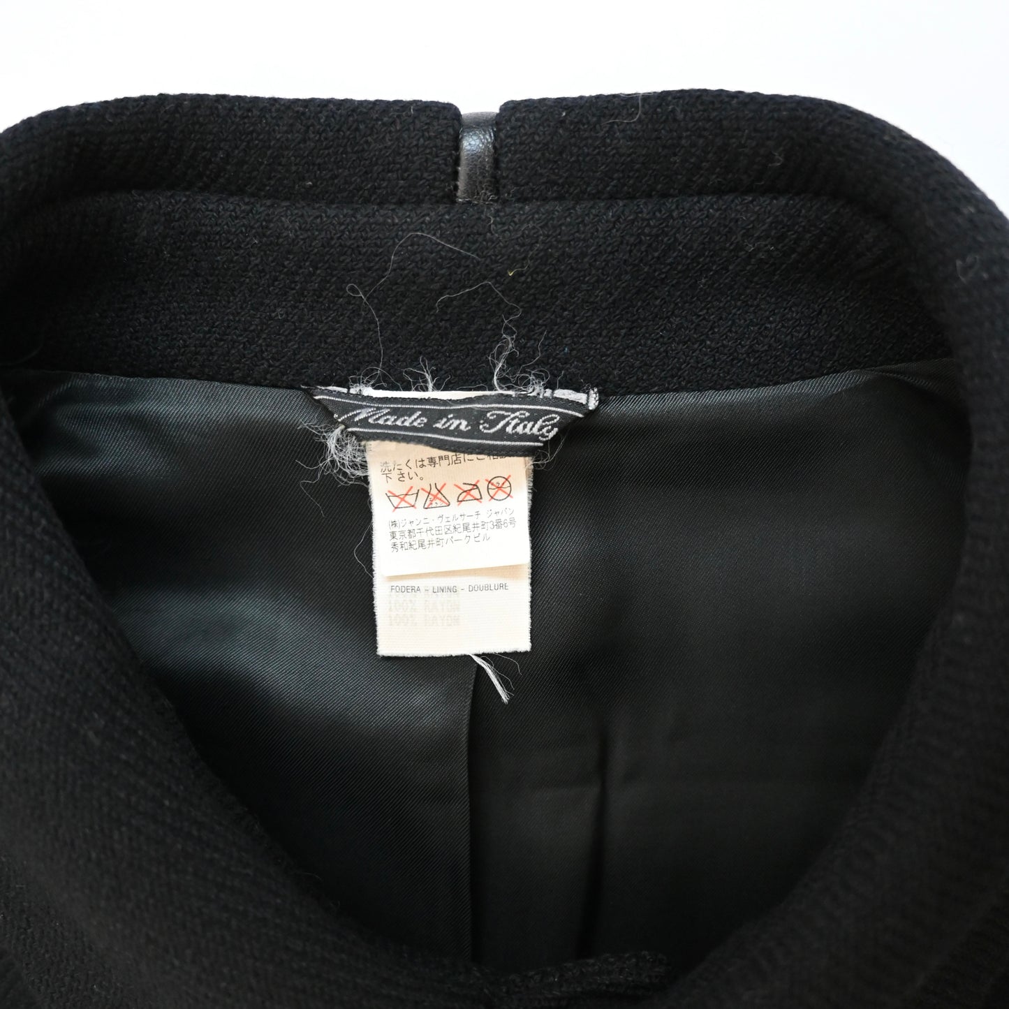 1990s versace wool  leather piping coat 52