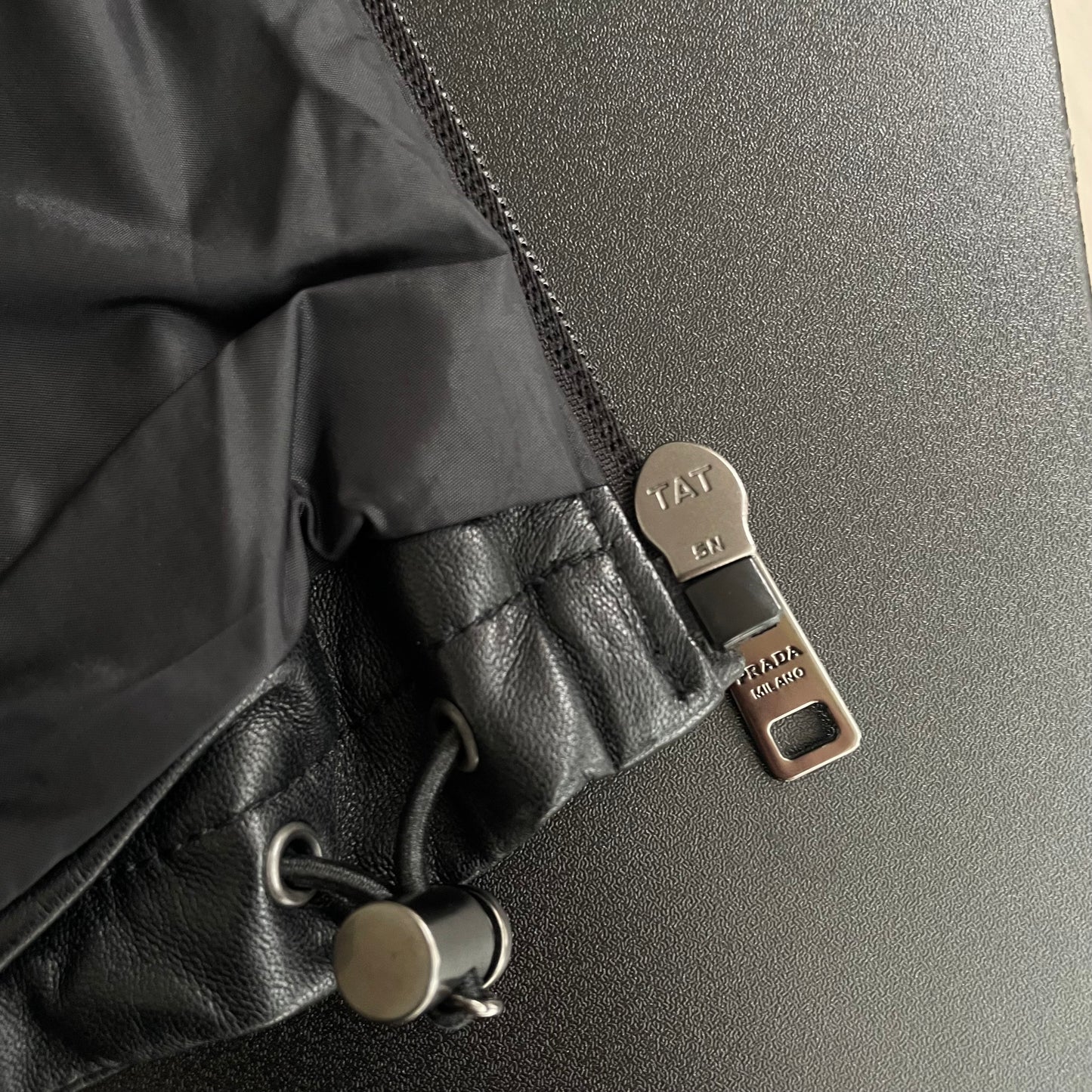 2017aw prada leather docking kint hoodie 52