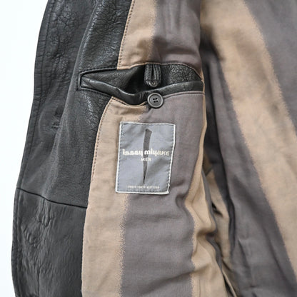 1980s issey miyake mouton neck lamb leather jacket L set up