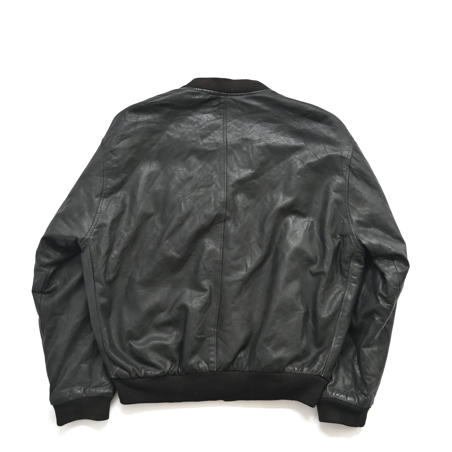 1990s Italy teardrop zip leather ma-1 jacket L
