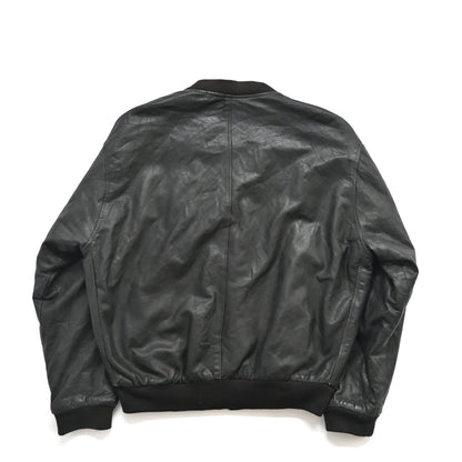 1990s Italy teardrop zip leather ma-1 jacket L