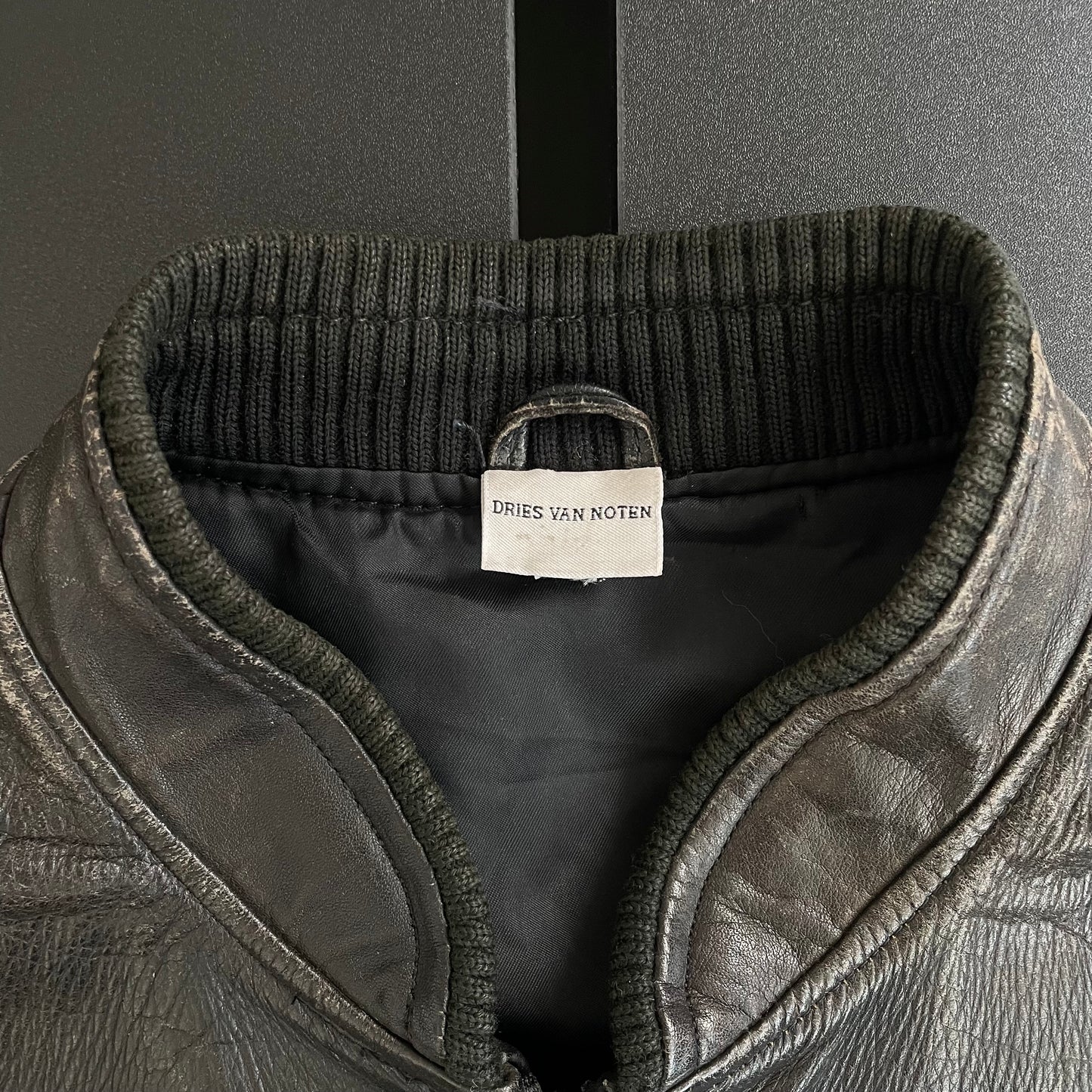 1990s dries van noten lamb leather bomber jacket M