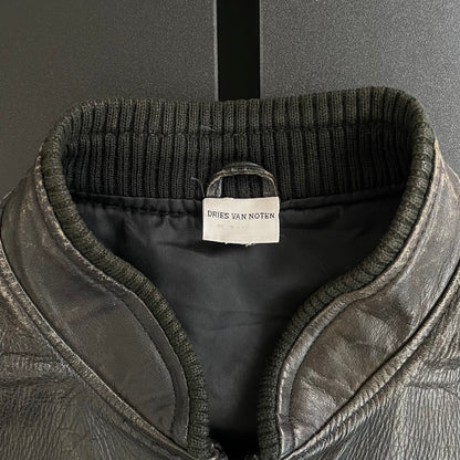 1990s dries van noten lamb leather bomber jacket M