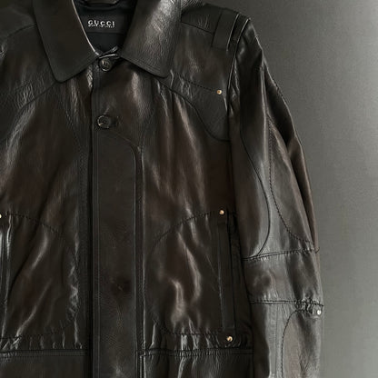 2004ss gucci patchwork leather jacket 48 by Tom ford