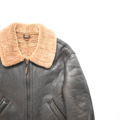 1990s stussy leather mouton jacket XXL