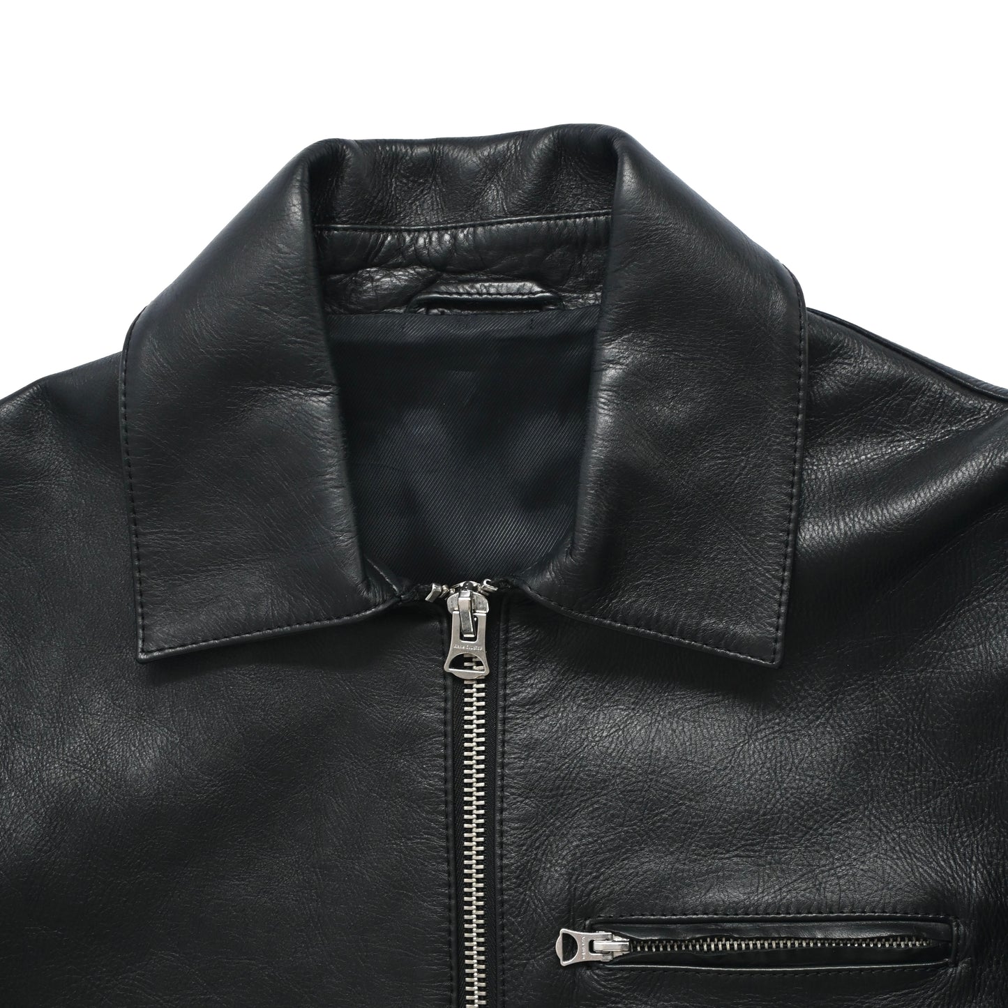 2016ss acne studios calfskin black leather jacket 48