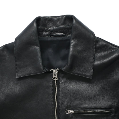 2016ss acne studios calfskin black leather jacket 48