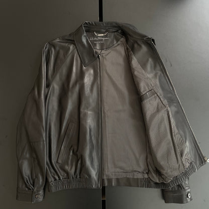 1990s salvatore ferragamo lamb leather jacket 50