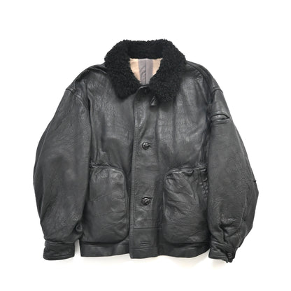 1980s issey miyake mouton neck lamb leather jacket L set up