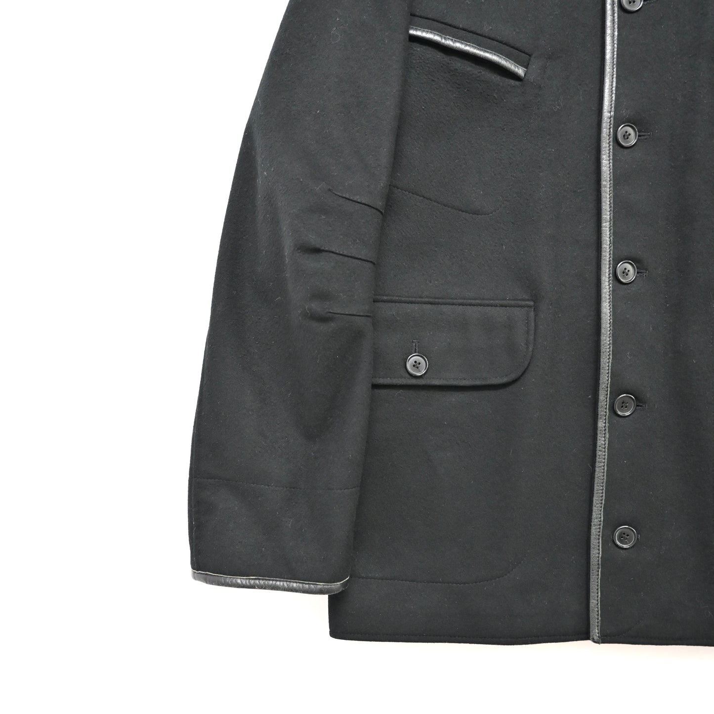 1999aw so by alexander van slobbe leather piping wool jacket 48