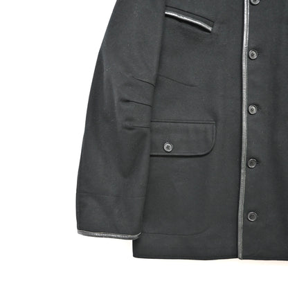 1999aw so by alexander van slobbe leather piping wool jacket 48