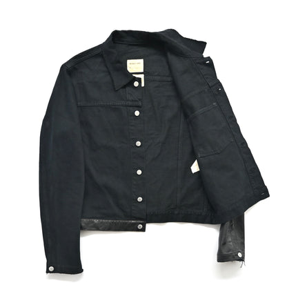 2003ss helmut lang leather sleeve denim jacket 52