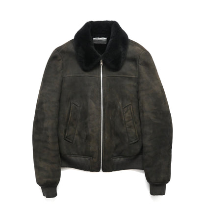 2019aw prada fur docking leather mouton jacket 46