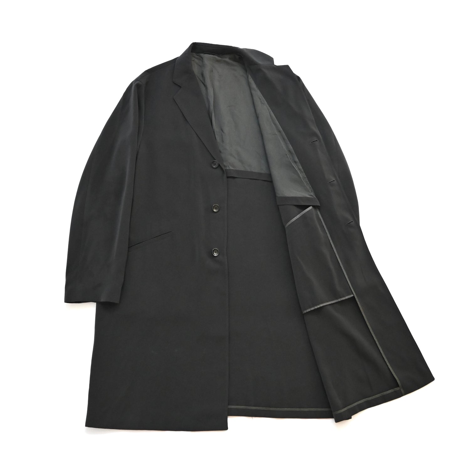 1990s giorgio armani polyester long coat 48