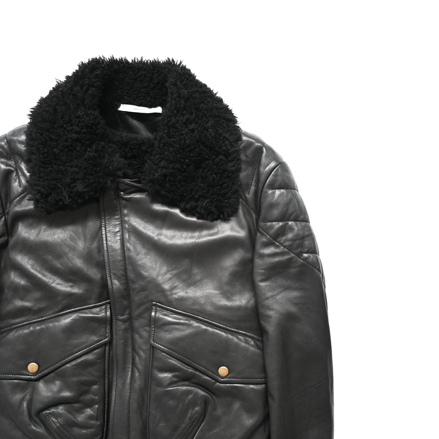 2002aw Yves saint laurent rive gauch boa docking leather jacket 48 by Tom ford