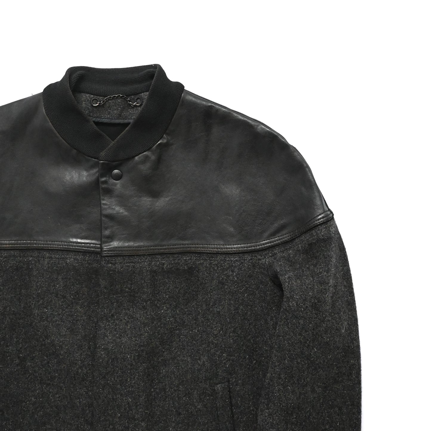 2009aw balenciaga leather docking wool ma-1 jacket 48