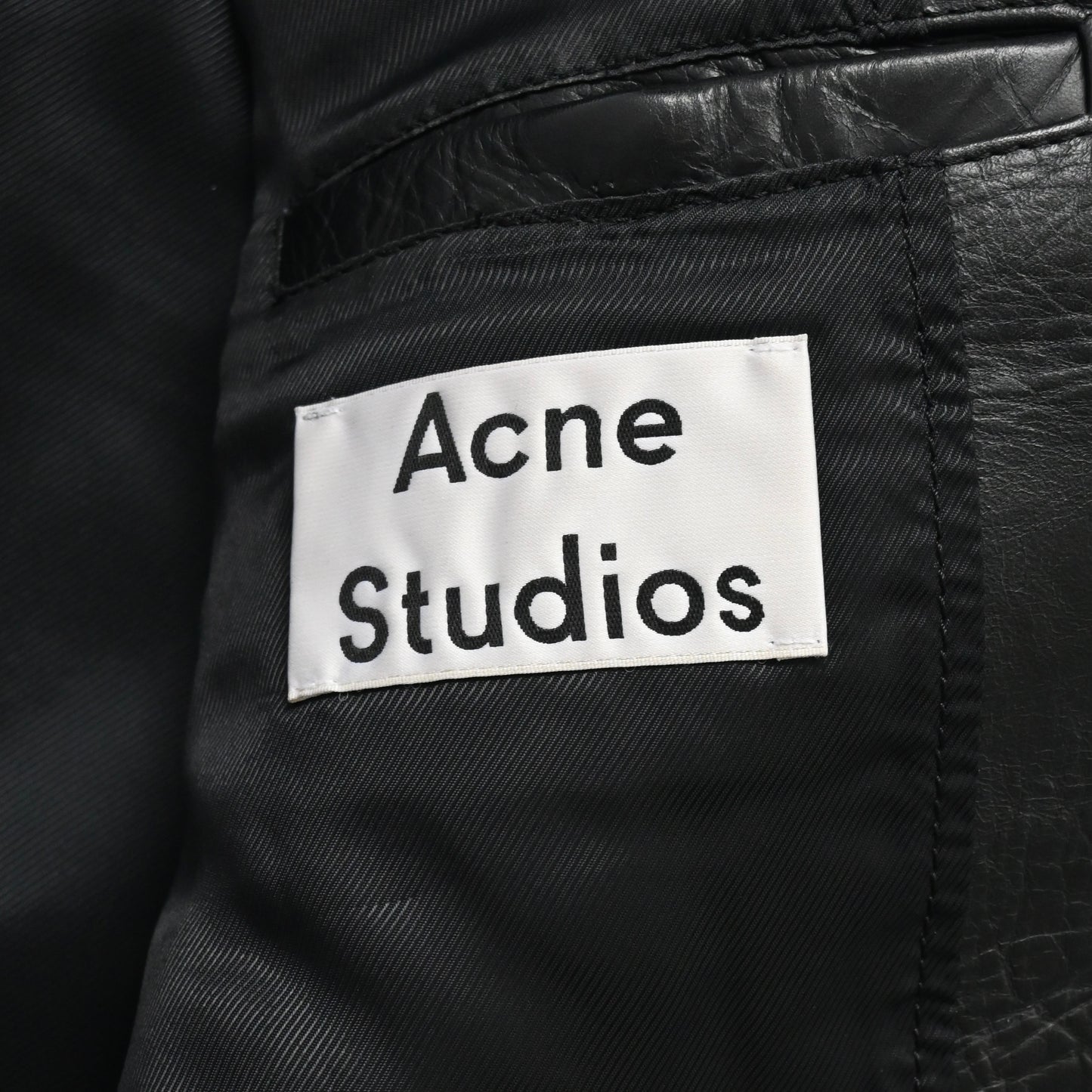 2016ss acne studios calfskin black leather jacket 48