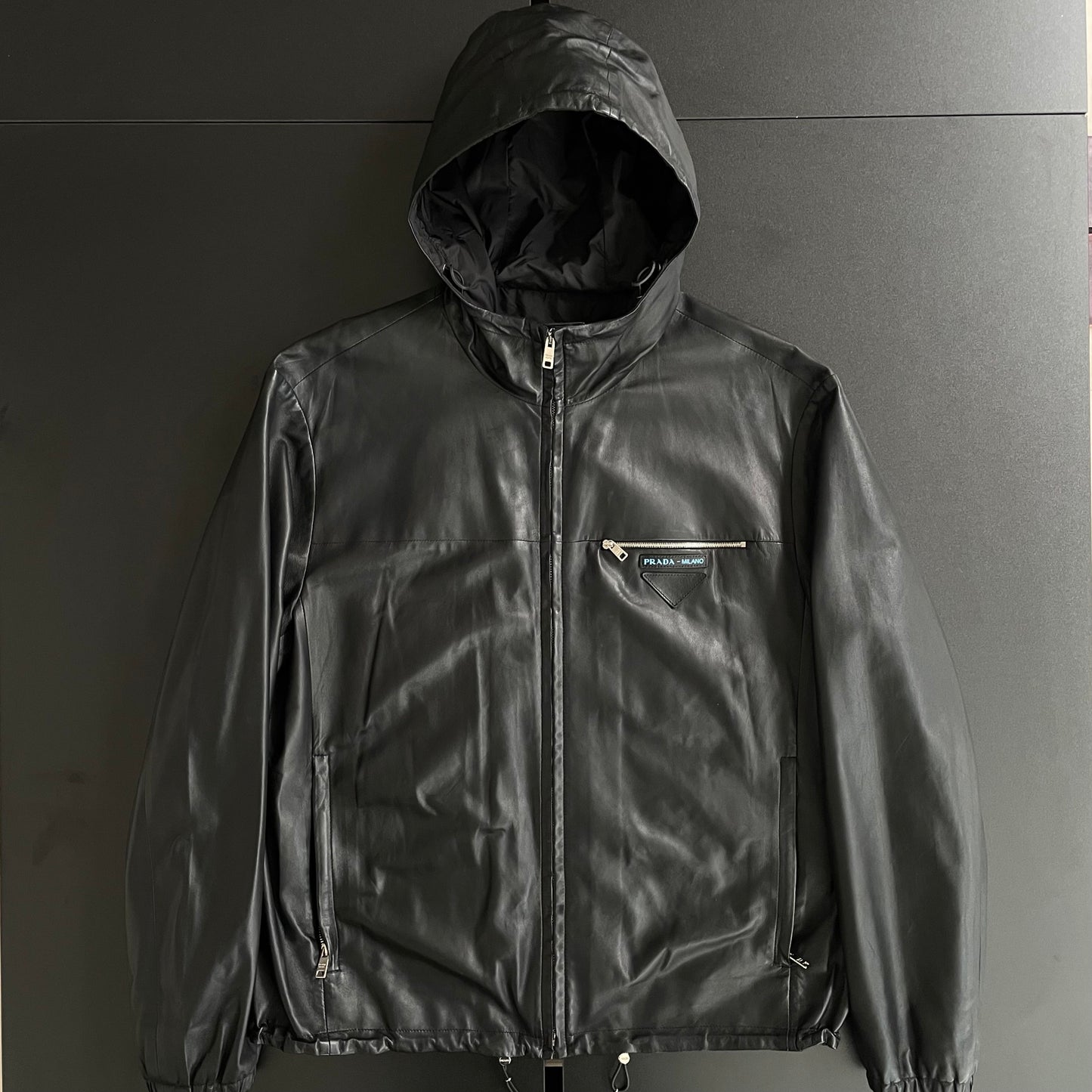 2018aw prada lamb leather hoodie 48