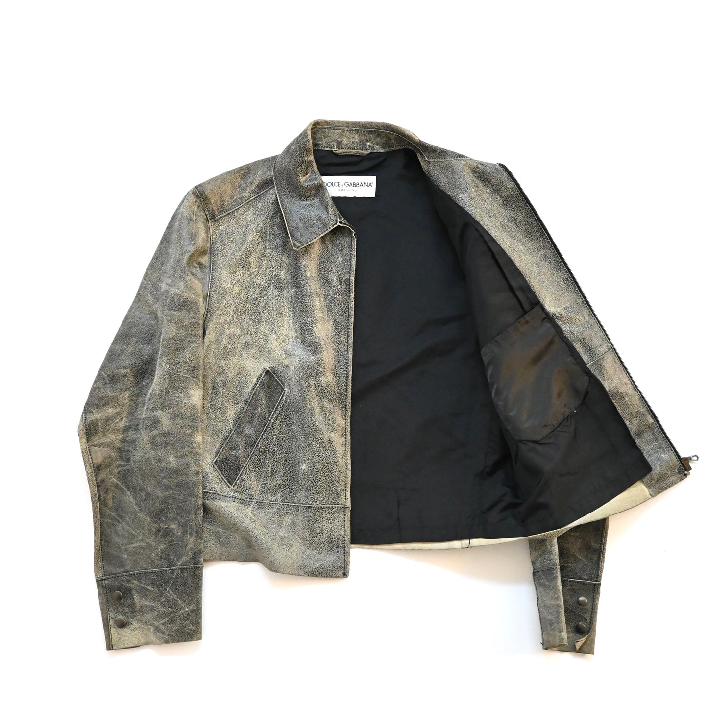 1990s dolce&gabbana vera pelle
real crushed leather jacket 54
