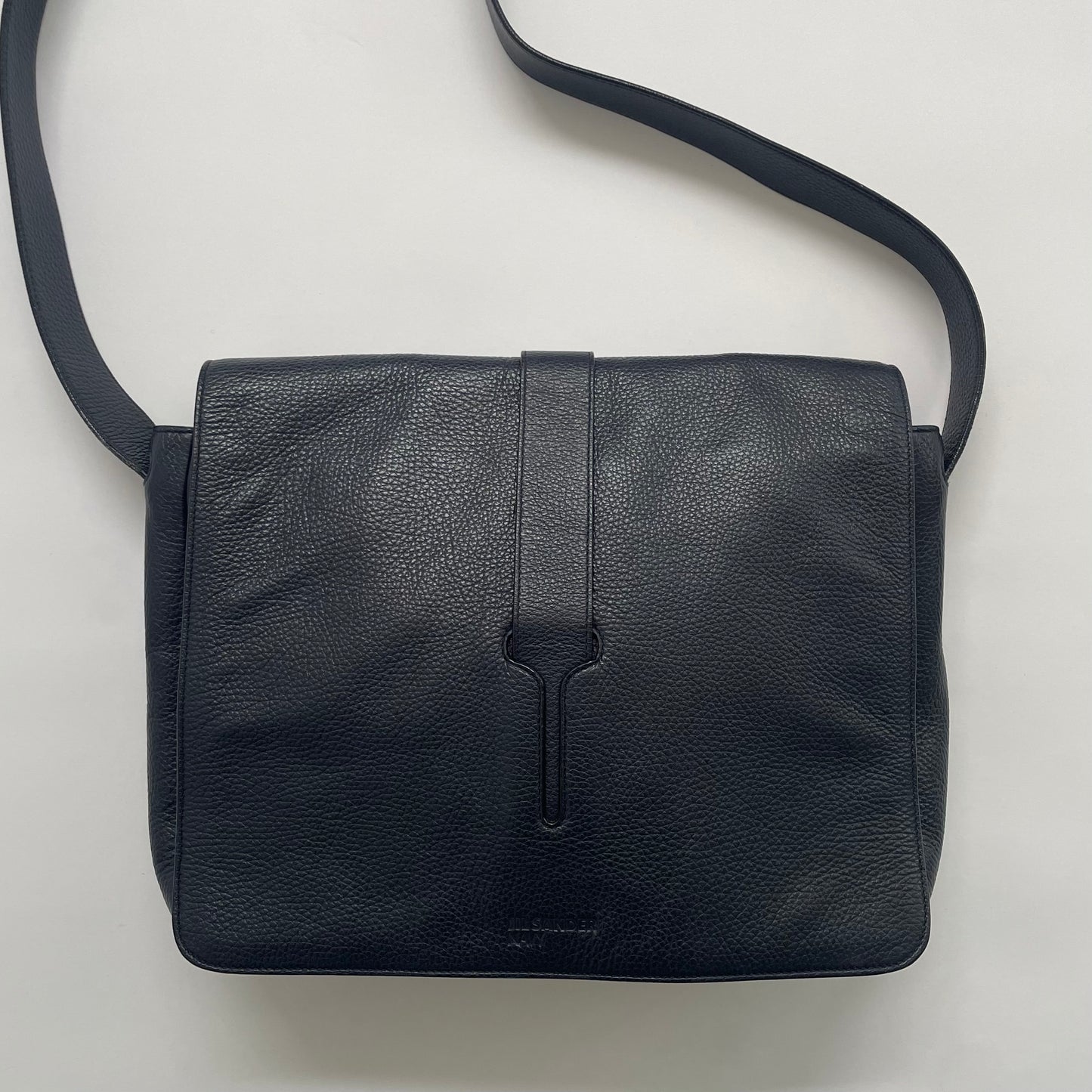 2000s jil sander leather messenger shoulder bag