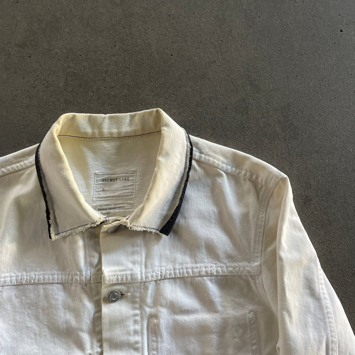 2003ss helmut lang leather sleeve denim jacket 50