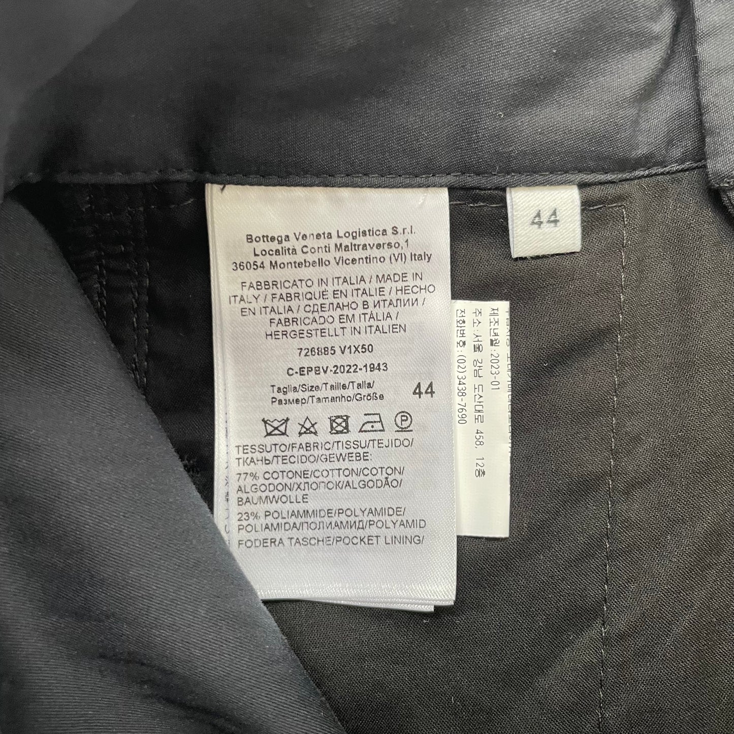 2023ss bottega veneta cotton twill cargo pants 44