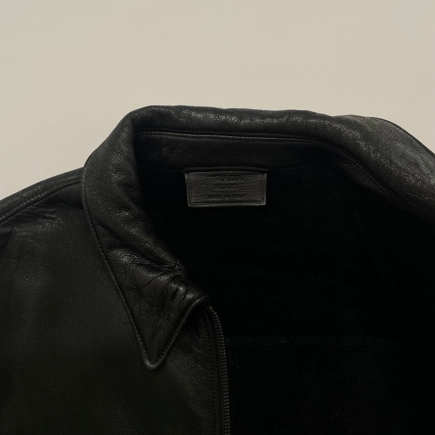 2000s prada leather mouton jacket 50