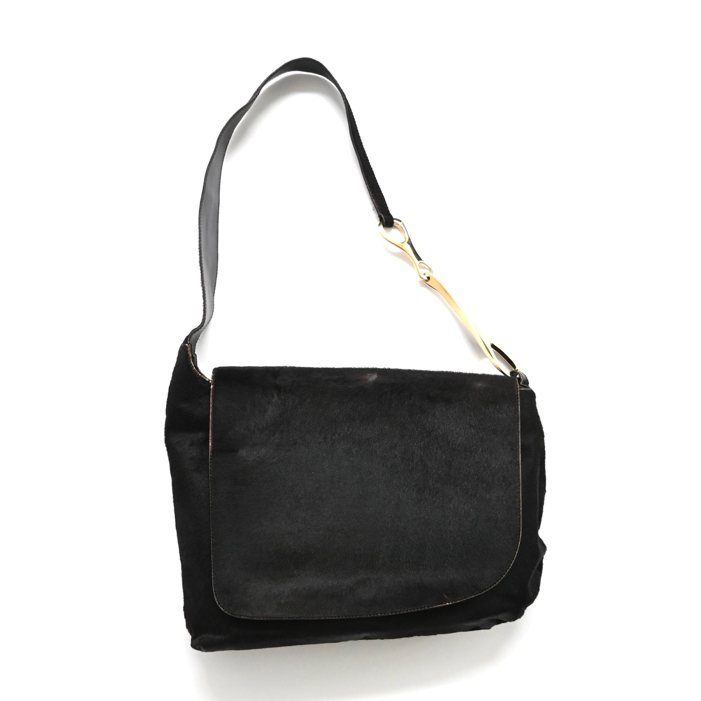 1996aw gucci gold bangle calf hair shoulder bag