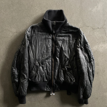 2003aw helmut lang rubberised metal
high neck bondage bomber jacket 48