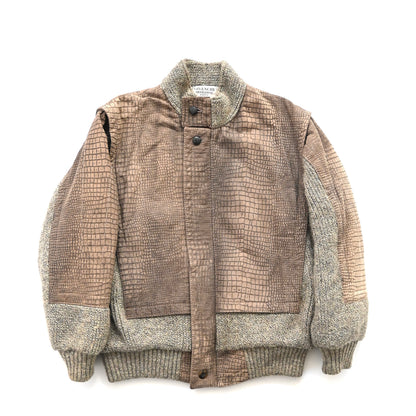 1980s givenchy leather docking wool jacket M