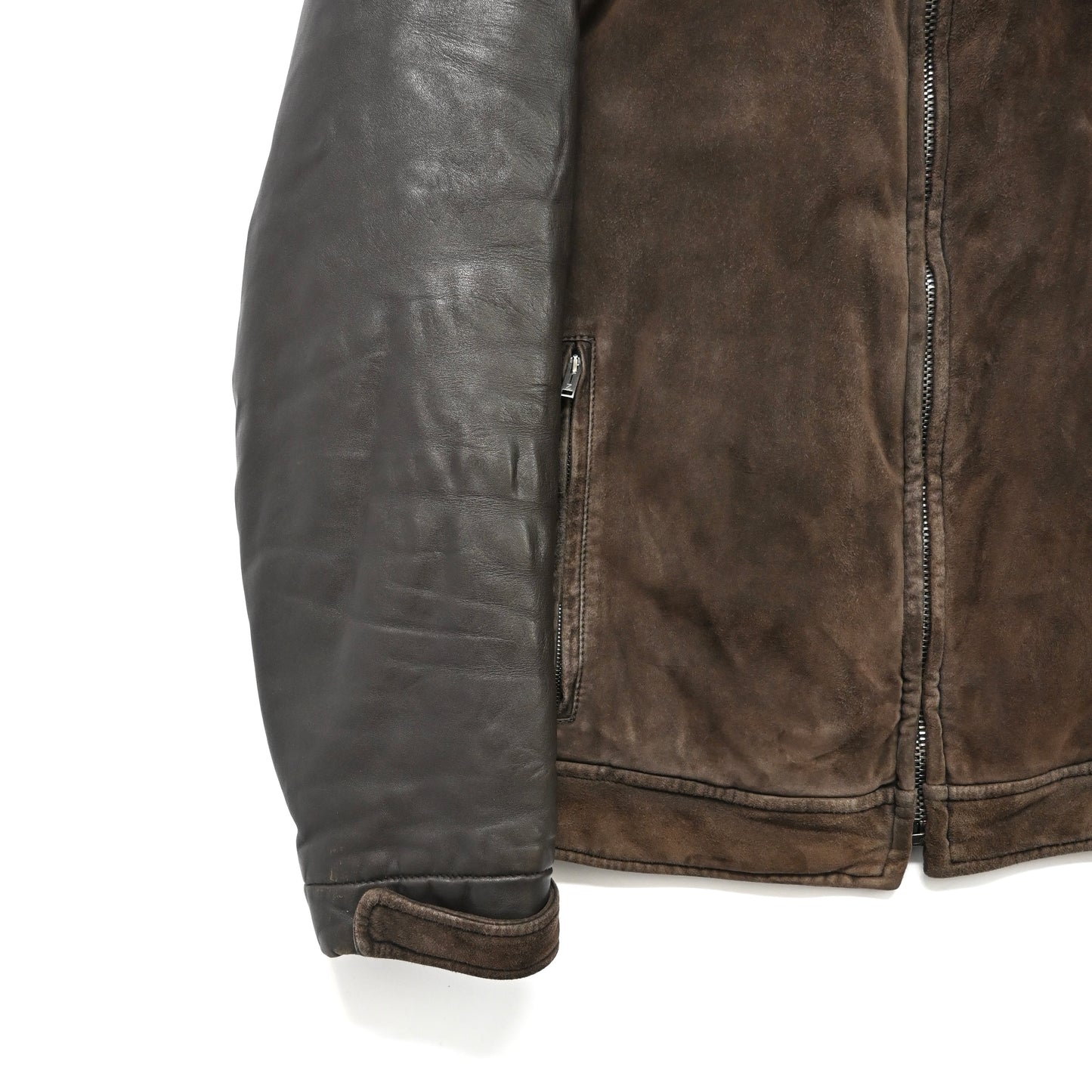 2000s ermenegildo zegna leather docking suede jacket 52