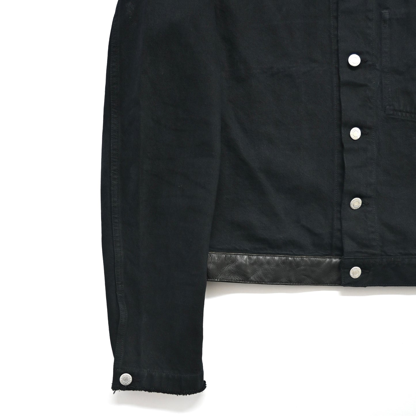2003ss helmut lang leather sleeve denim jacket 52