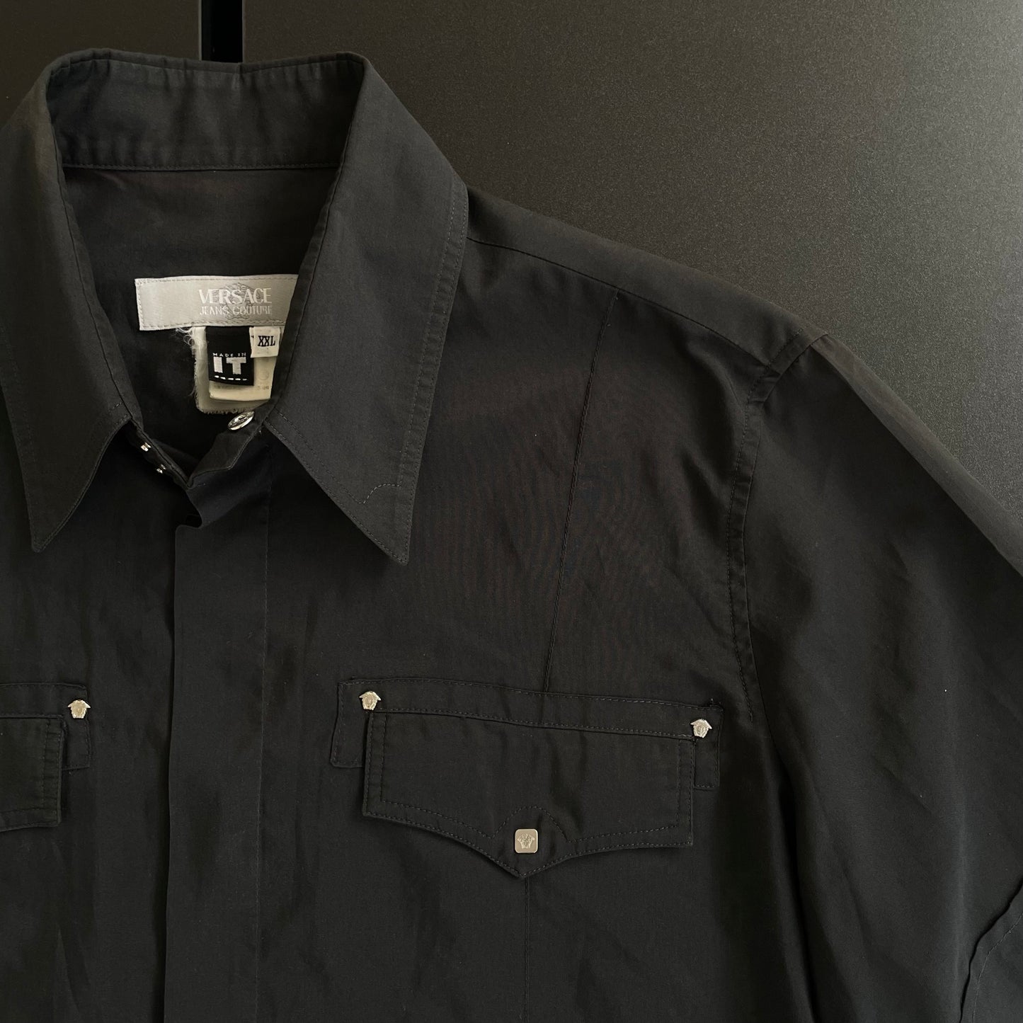 1990s versace western cotton shirt XXL