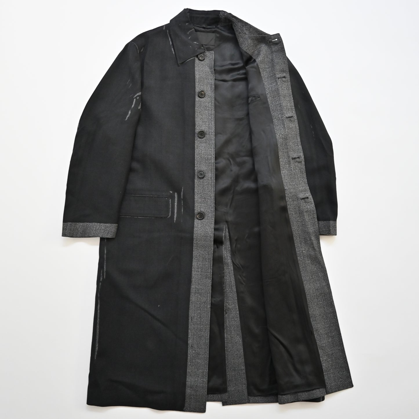 2018aw prada paint virgin wool long coat 48