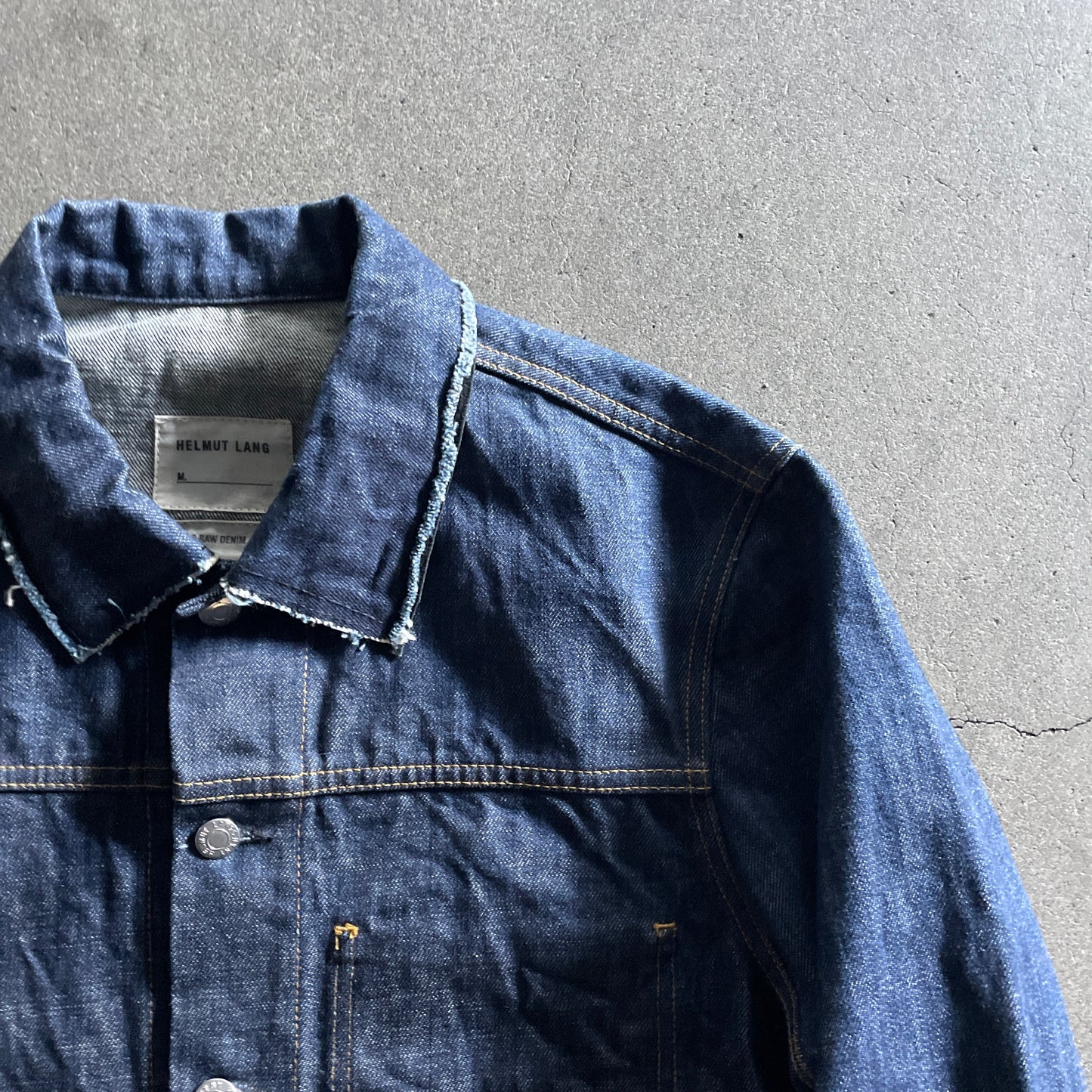 2003ss helmut lang leather sleeve denim jacket 50