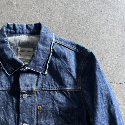 2003ss helmut lang leather sleeve denim jacket 50