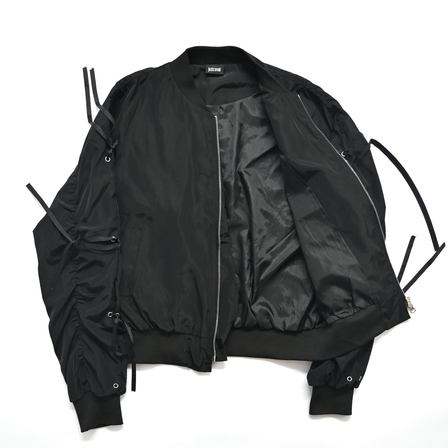 2000s just cavalli polyester ribbon bomber jacket S