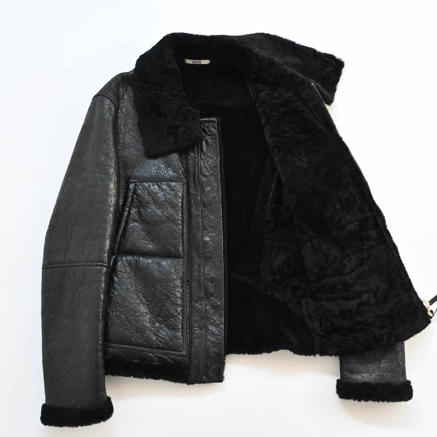 1990s gianfranco ferre lamb leather mouton jacket 48