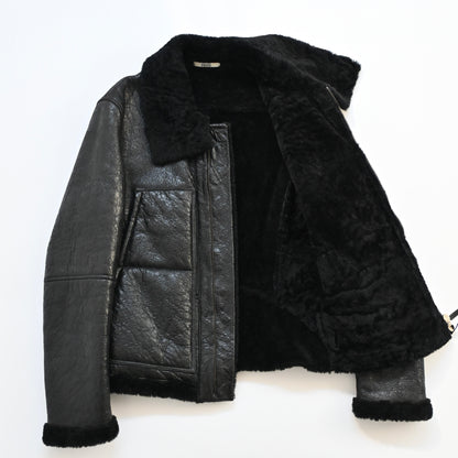 1990s gianfranco ferre lamb leather mouton jacket 48