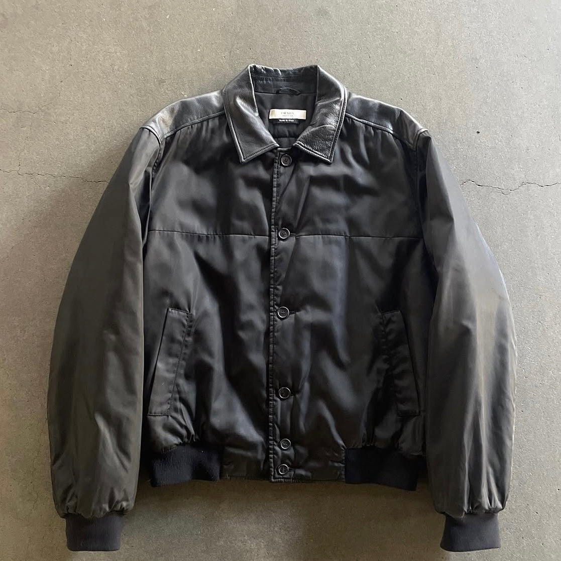 2000s prada leather docking bomber blouson XL