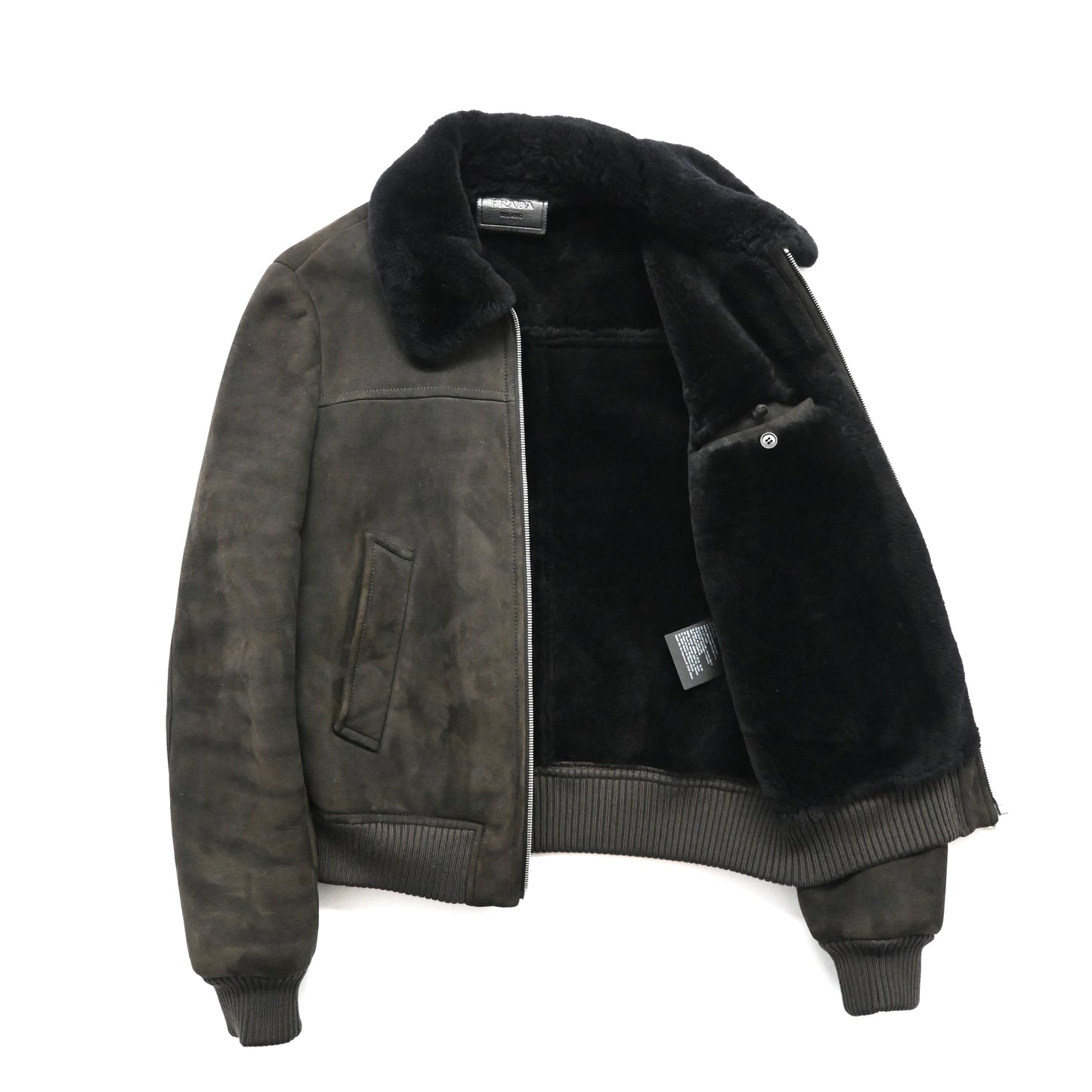2019aw prada fur docking leather mouton jacket 46