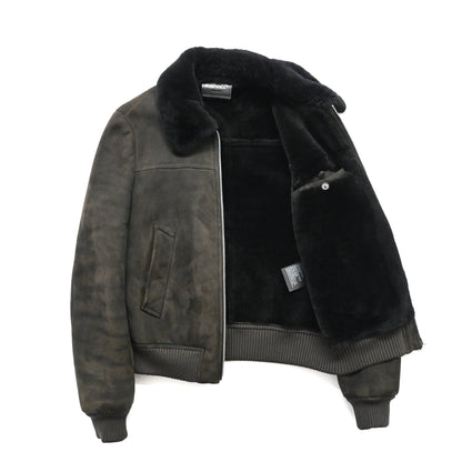 2019aw prada fur docking leather mouton jacket 46