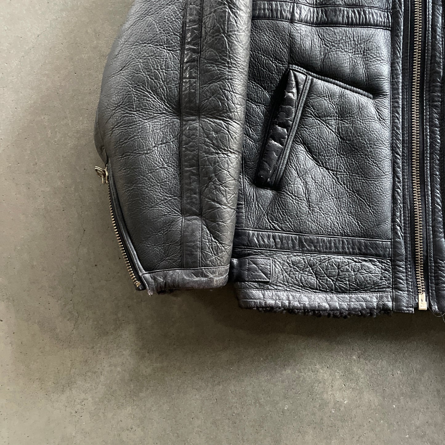 1980s issey miyake leather mouton jacket M